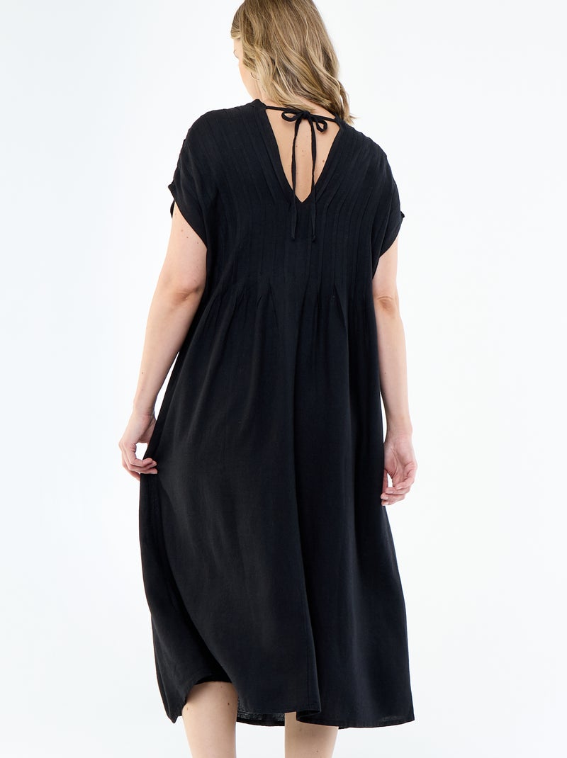 Blended Linen Maternity Dress Black - Kiabi