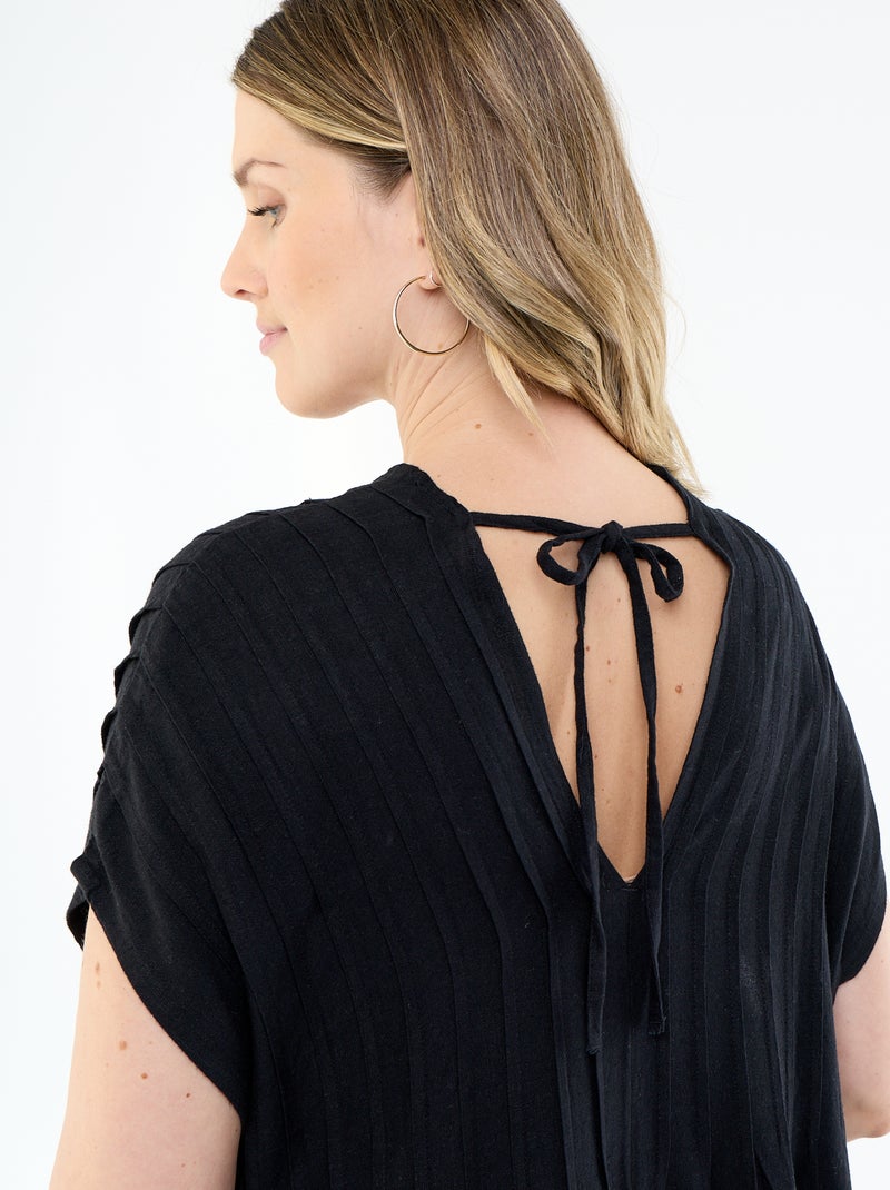 Blended Linen Maternity Dress Black - Kiabi