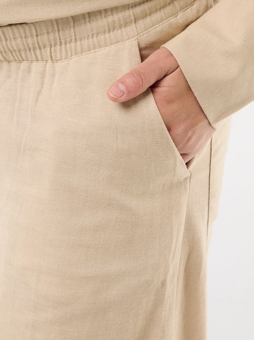 Blended Linen Wide-Leg Maternity Trousers - Kiabi Blended Linen Wide-Leg Maternity Trousers - Kiabi