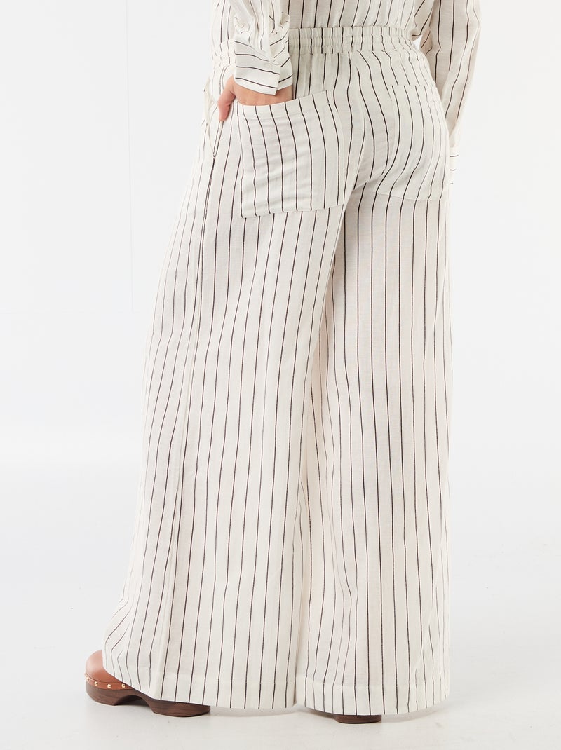 Blended Linen Wide-Leg Maternity Trousers White - Kiabi