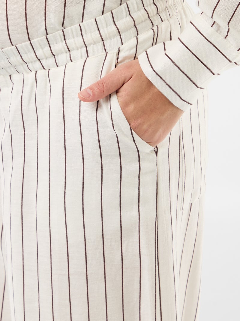 Blended Linen Wide-Leg Maternity Trousers White - Kiabi