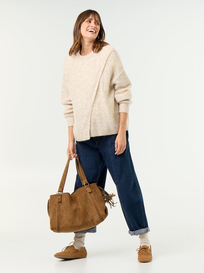 Blended Wool Nursing Sweater Beige - Kiabi