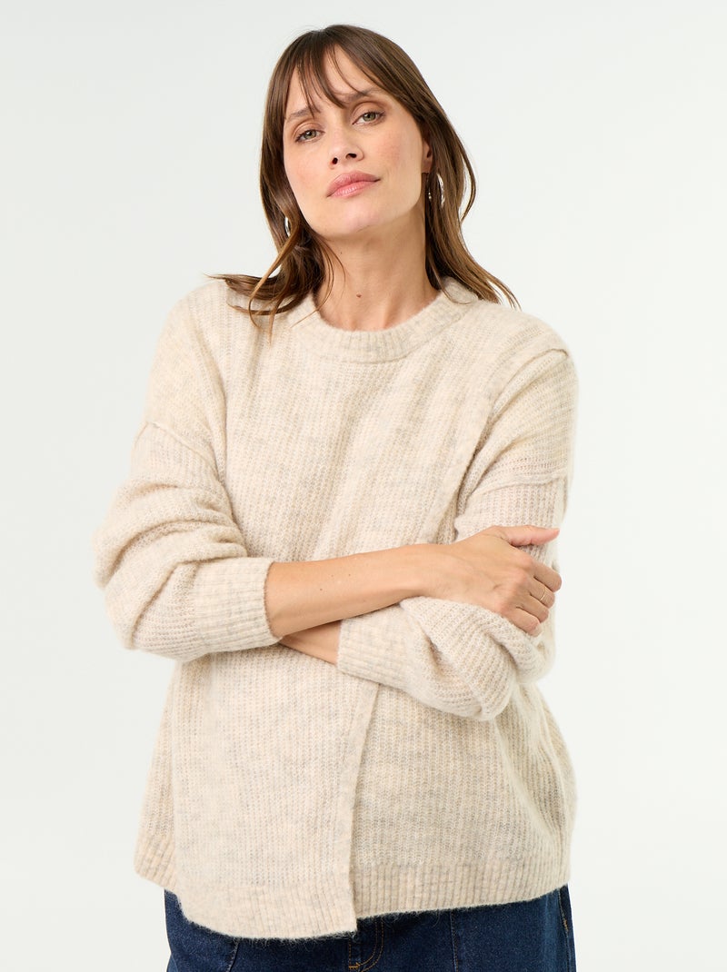 Blended Wool Nursing Sweater Beige - Kiabi