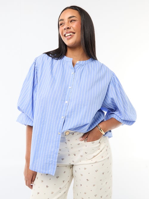 Blouse à col rond et manches longues - Kiabi