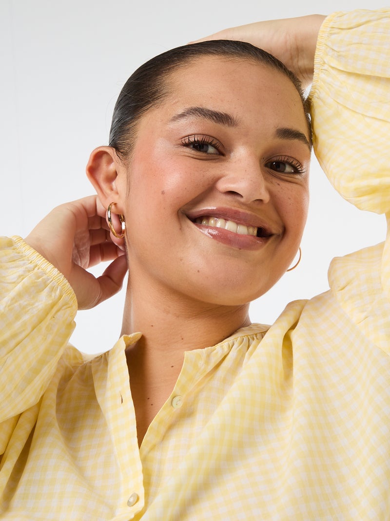 Blouse à col rond et manches longues Jaune - Kiabi
