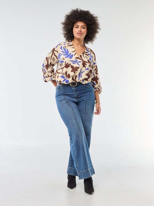 Blouse à col V avec motif allover - Kiabi