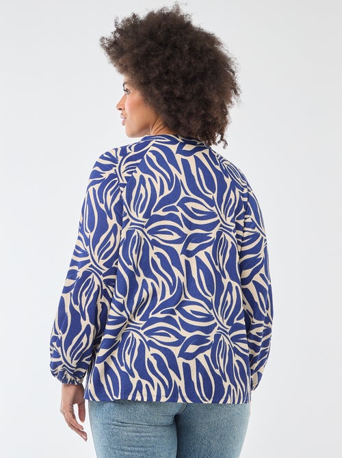 Blouse à col V avec motif allover - Kiabi