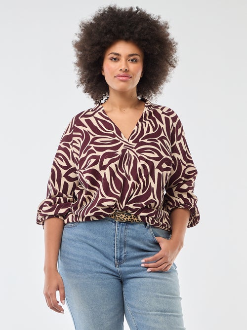 Blouse à col V avec motif allover - Kiabi