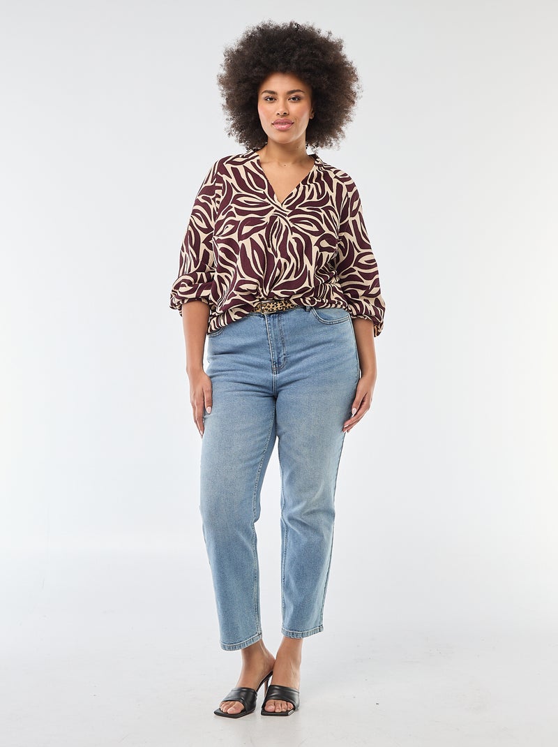 Blouse à col V avec motif allover Rouge - Kiabi