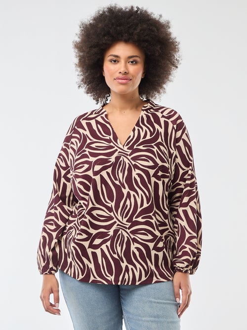 Blouse à col V avec motif allover - Kiabi