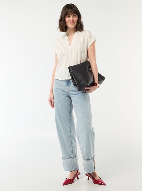 Blouse à manches courtes et col V - Kiabi