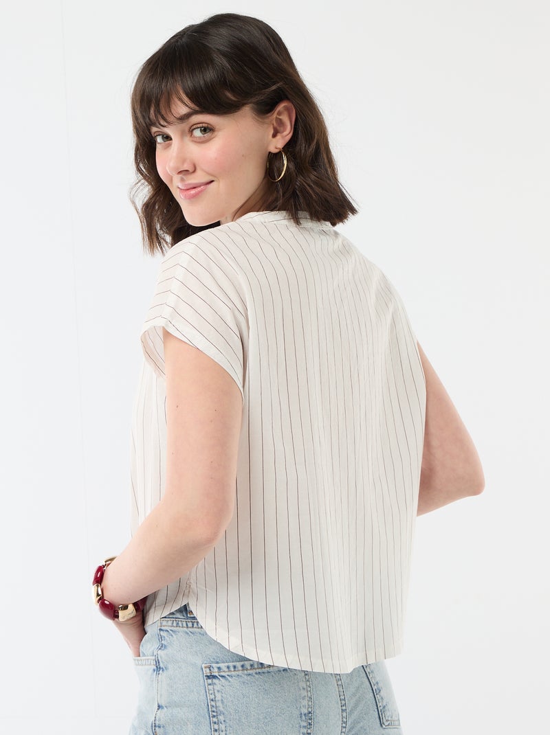 Blouse à manches courtes et col V Blanc - Kiabi