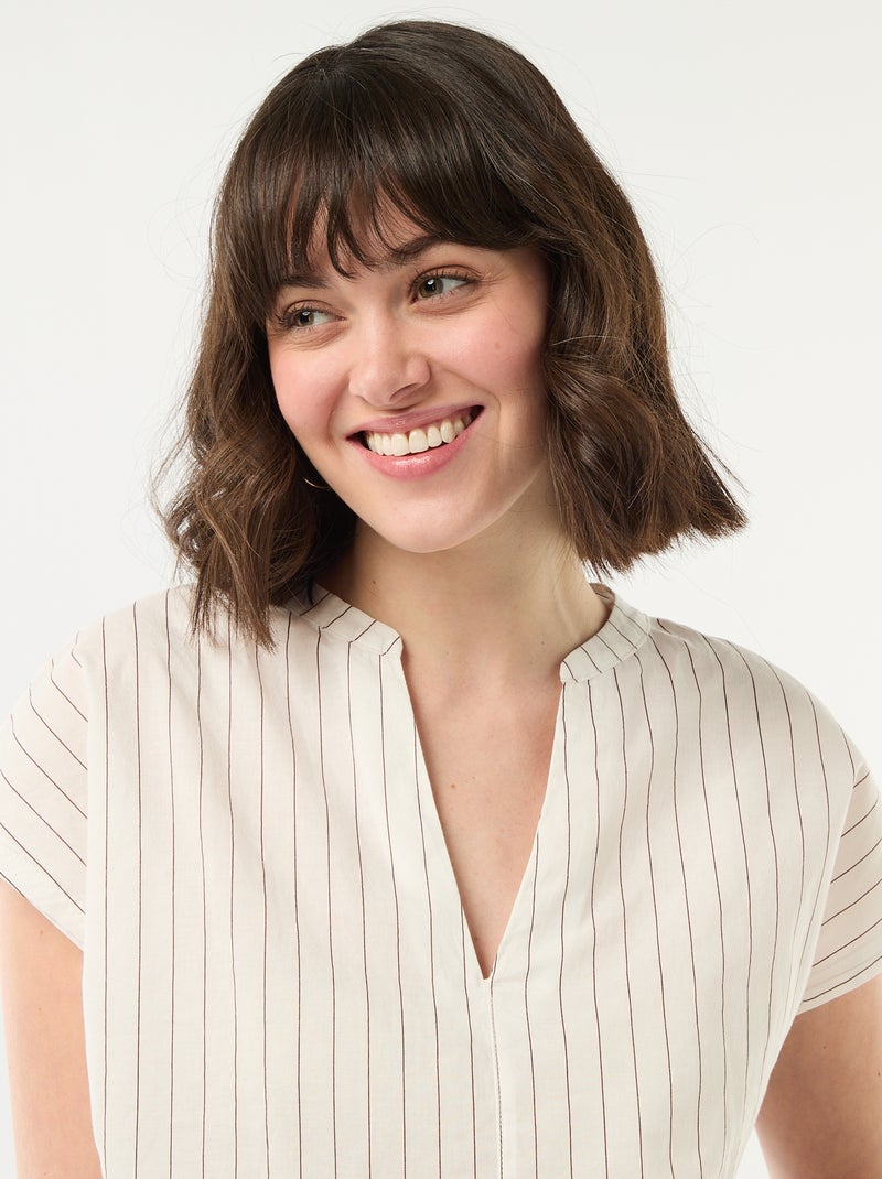 Blouse à manches courtes et col V Blanc - Kiabi