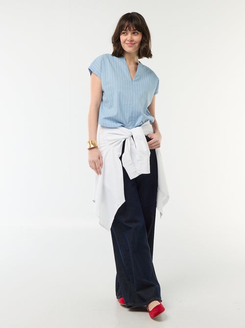 Blouse à manches courtes et col V - Kiabi