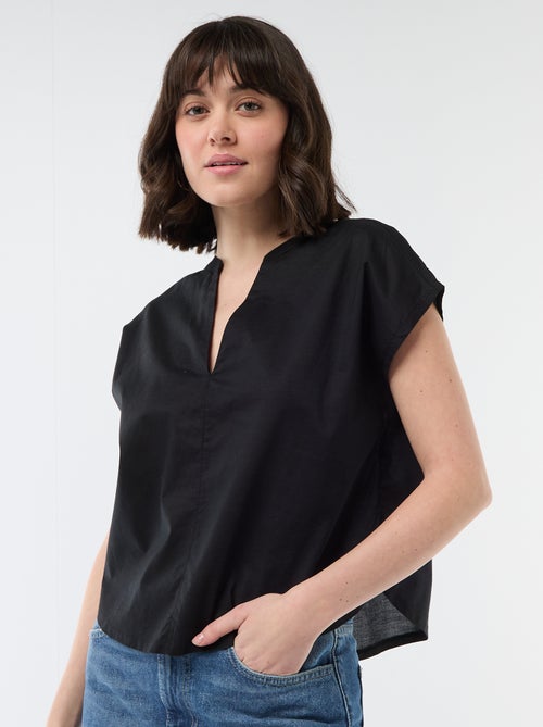 Blouse à manches courtes et col V - Kiabi