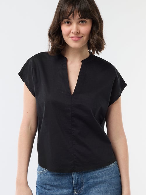 Blouse à manches courtes et col V - Kiabi