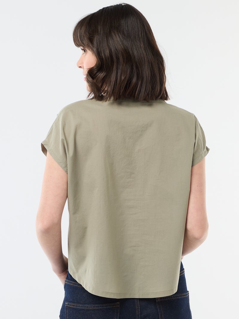 Blouse à manches courtes et col V Vert - Kiabi