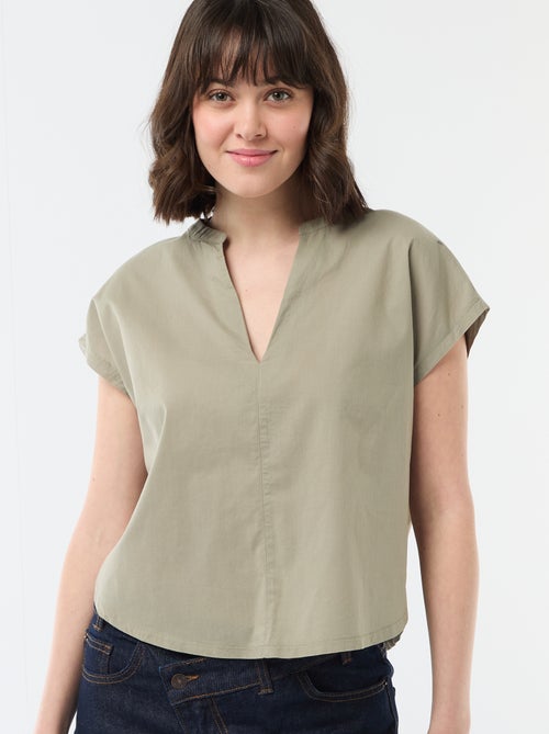 Blouse à manches courtes et col V - Kiabi
