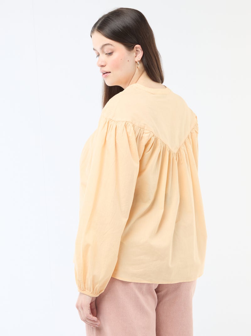 Blouse à manches longues avec broderies Beige - Kiabi