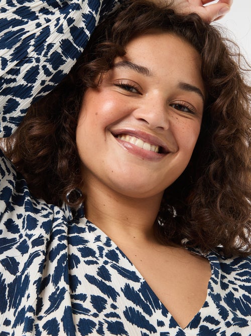 Blouse à manches longues col pointes libres - Kiabi