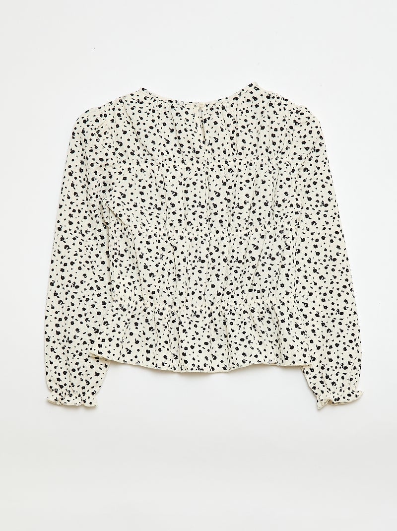 Blouse à motif en maille crêpée Blanc - Kiabi