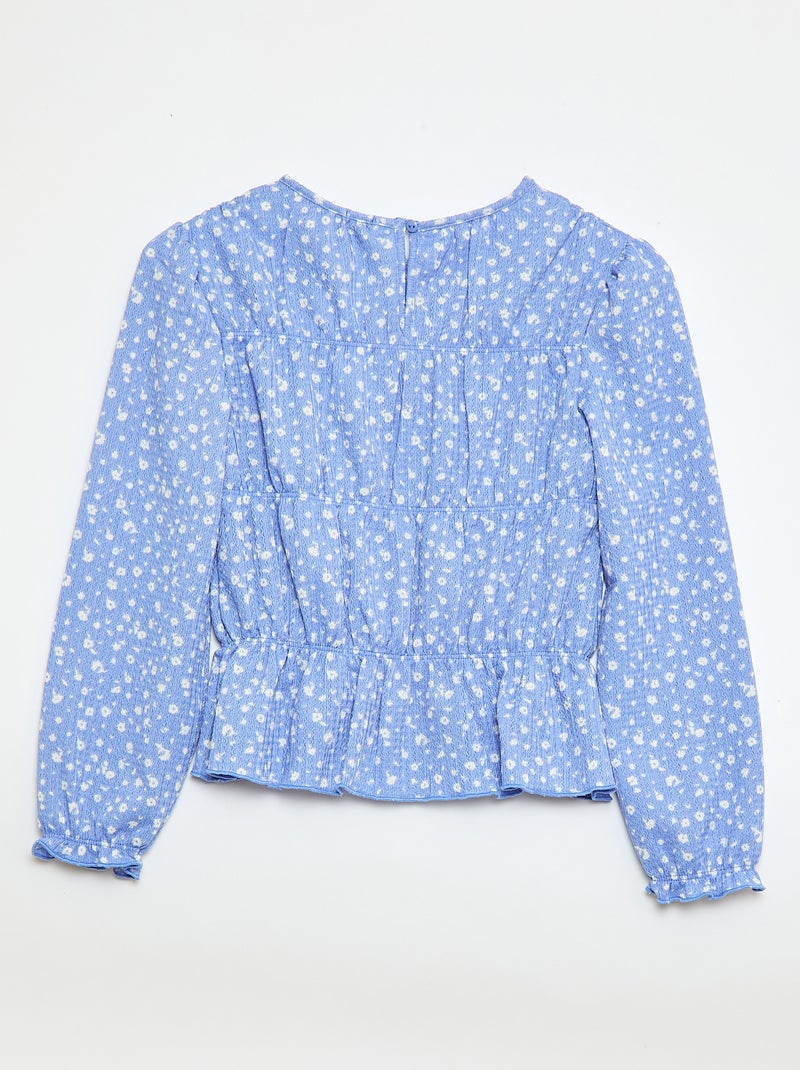 Blouse à motif en maille crêpée Bleu - Kiabi
