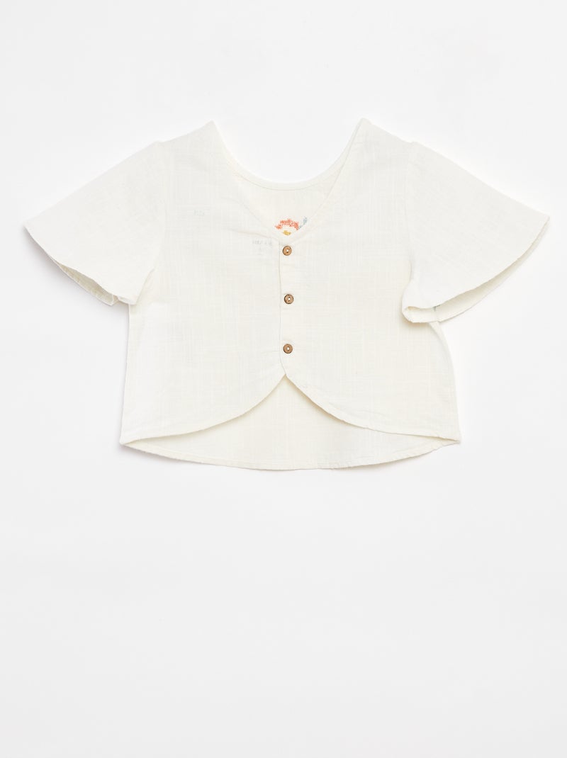 Blouse à motifs brodés Blanc - Kiabi