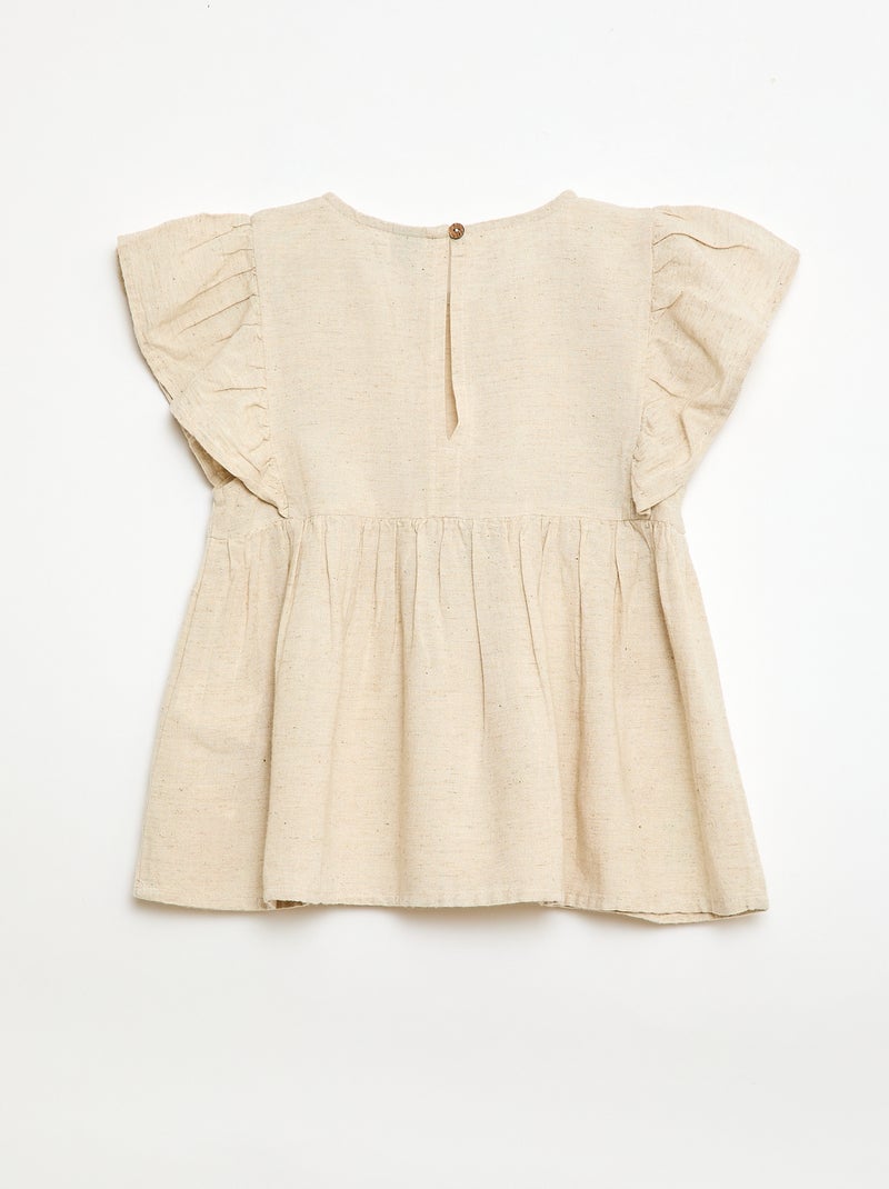 Blouse ample en lin mélangé Blanc - Kiabi