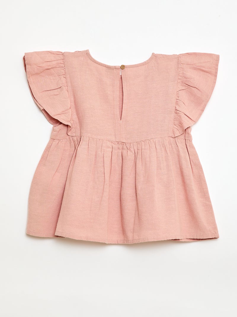 Blouse ample en lin mélangé Rose - Kiabi