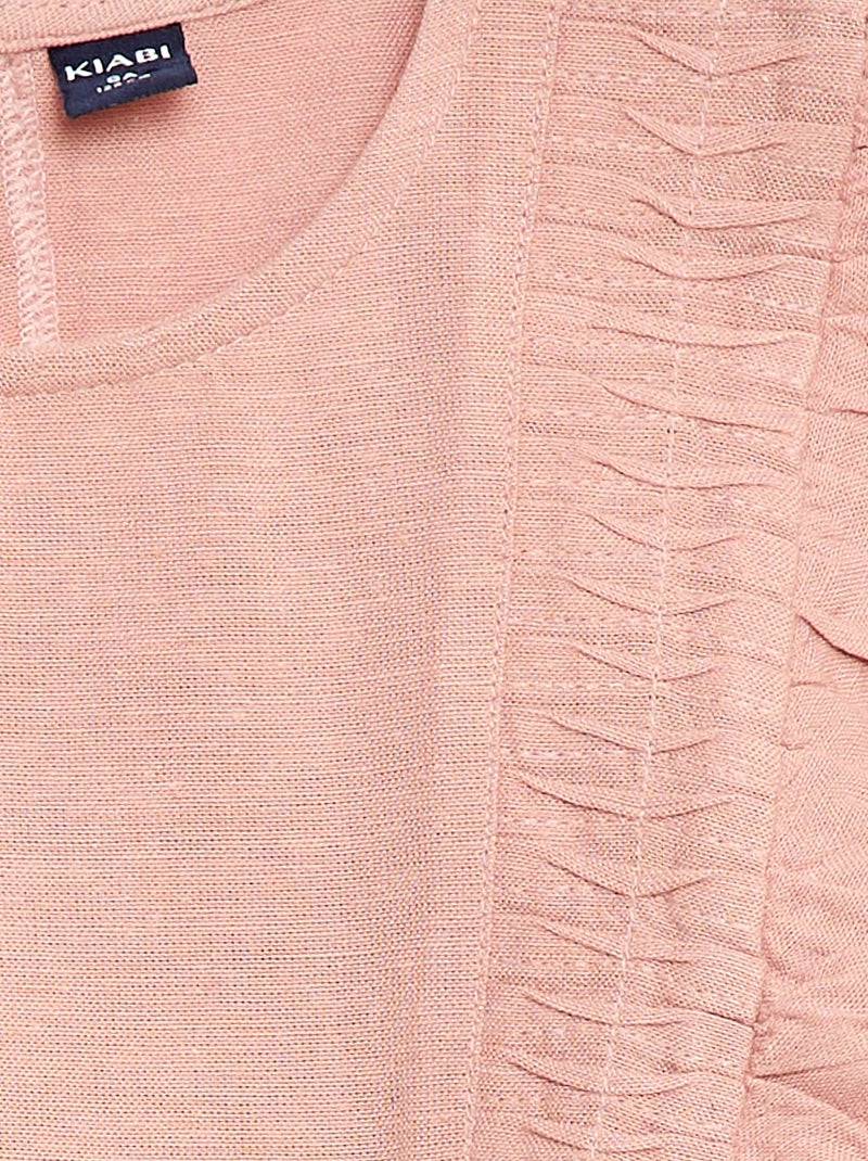 Blouse ample en lin mélangé Rose - Kiabi