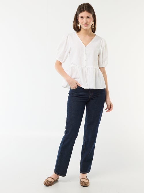 Blouse avec broderies et base volantée - Kiabi
