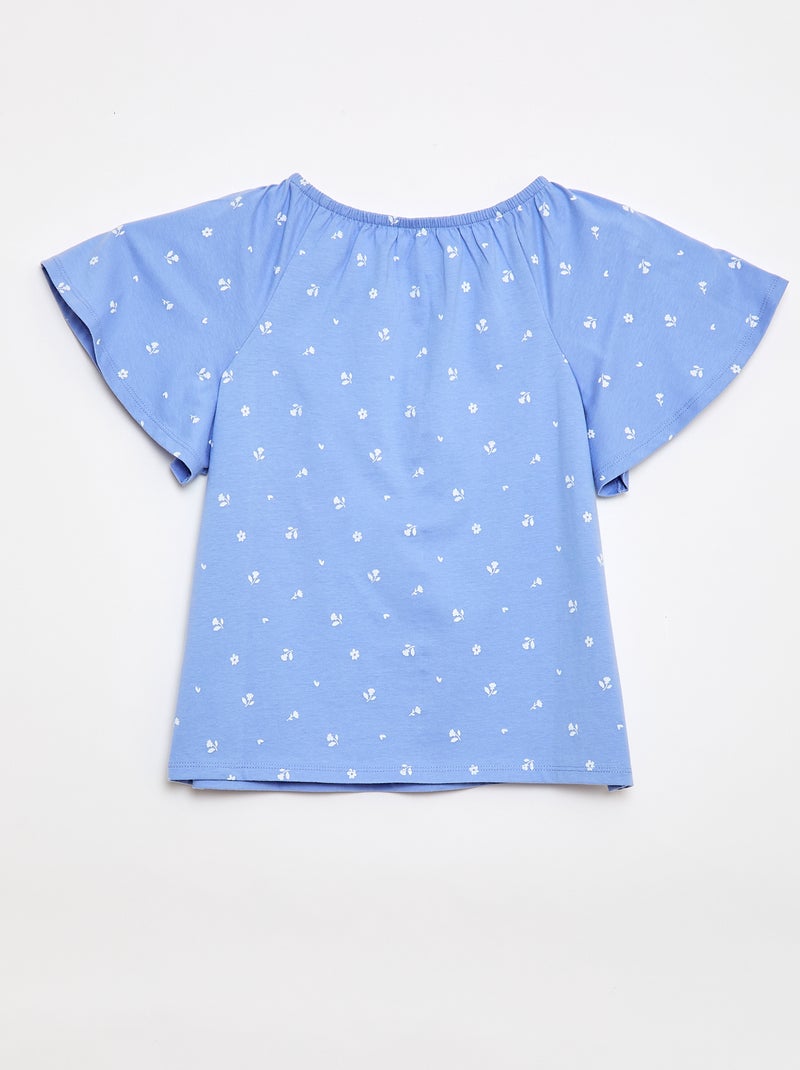 Blouse avec col élastiqué - Collection facile à enfiler Bleu - Kiabi