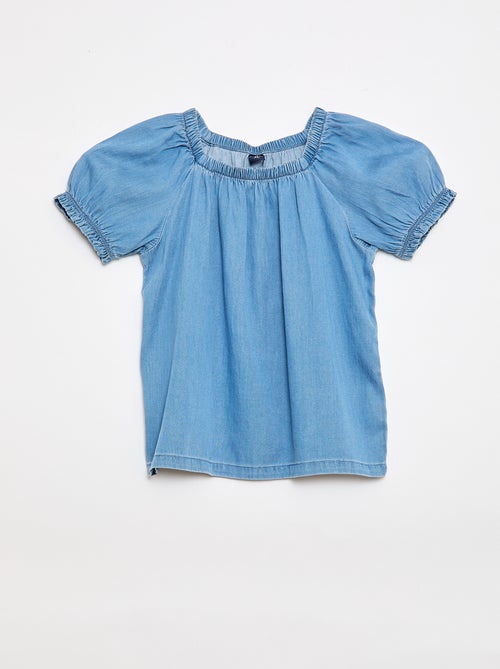 Blouse avec col et bas de manches élastiqués - Collection facile à enfiler - Kiabi