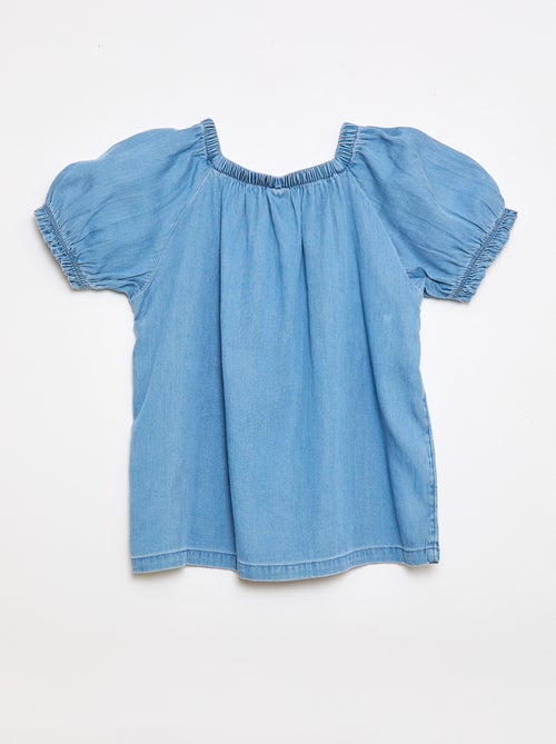 Blouse avec col et bas de manches élastiqués - Collection facile à enfiler - Kiabi