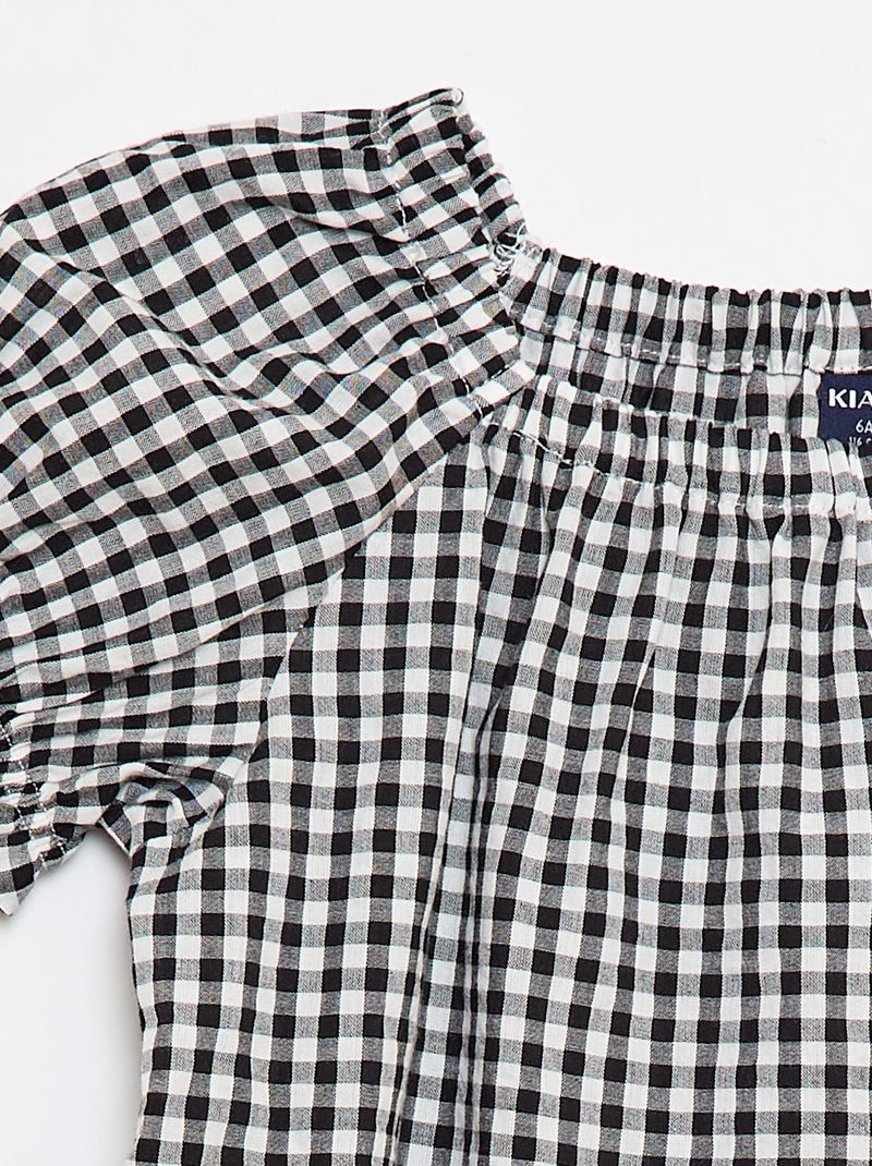 Blouse avec encolure et bas de manches élastiqués - Collection facile à enfiler Blanc - Kiabi