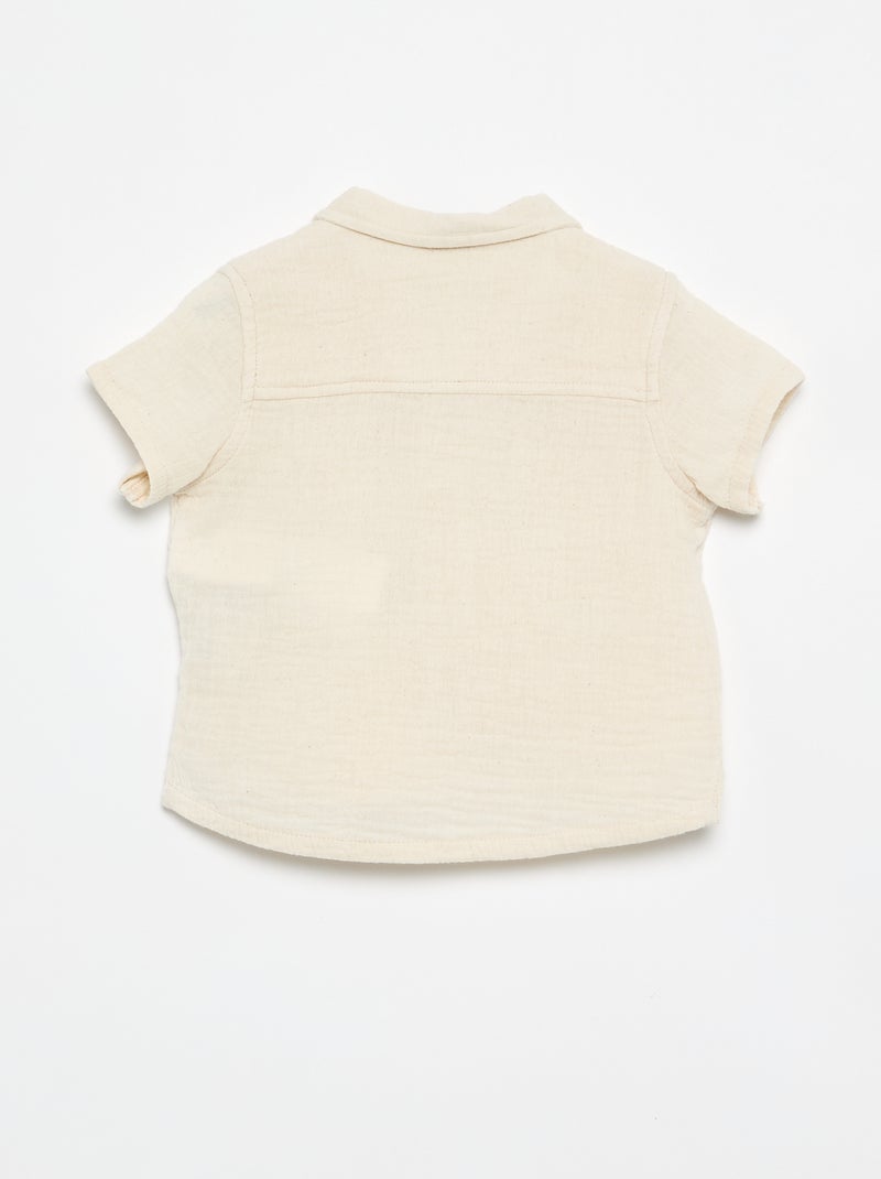 Blouse brodée en gaze de coton Blanc - Kiabi
