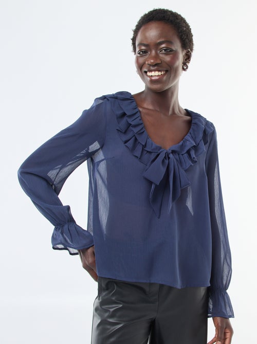 Blouse cavalière en voile transparent - Kiabi