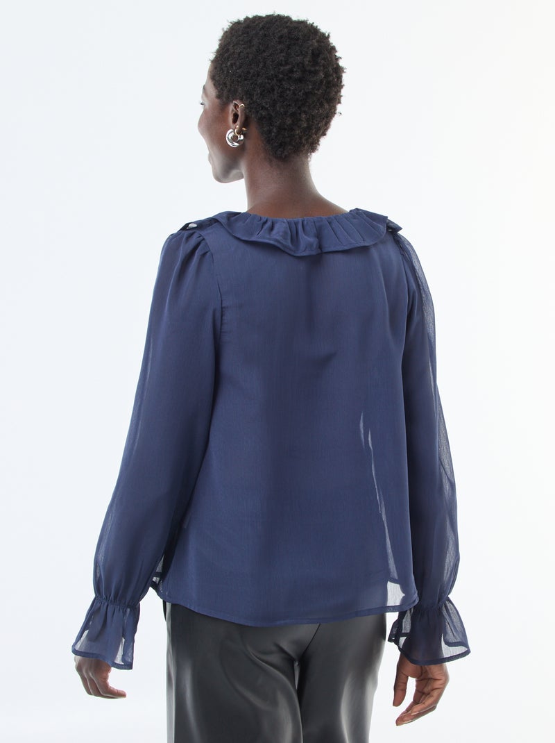 Blouse cavalière en voile transparent Noir - Kiabi