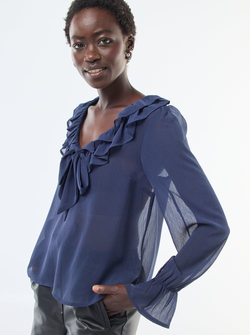Blouse cavalière en voile transparent - Kiabi