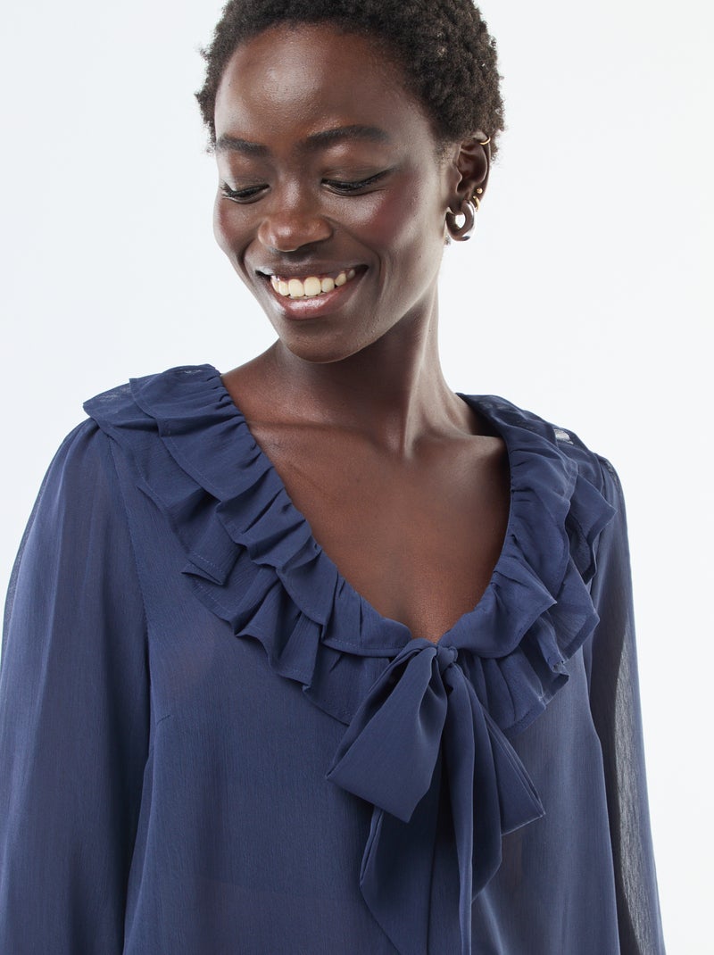 Blouse cavalière en voile transparent Noir - Kiabi