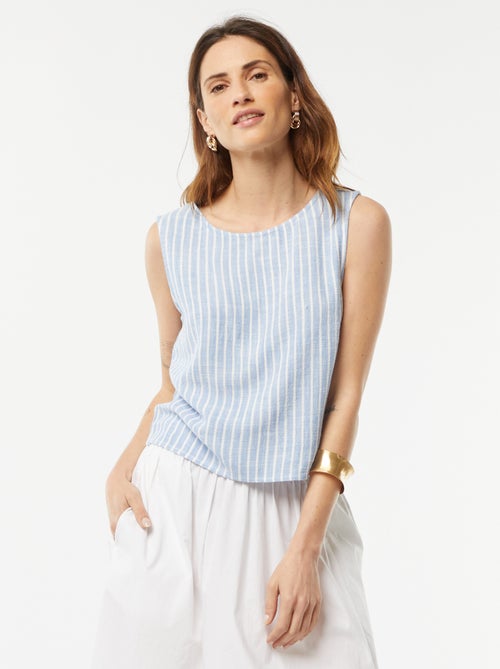 Blouse crop en lin mélangé - Kiabi