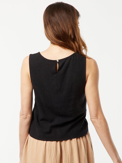 Blouse crop en lin mélangé - Kiabi