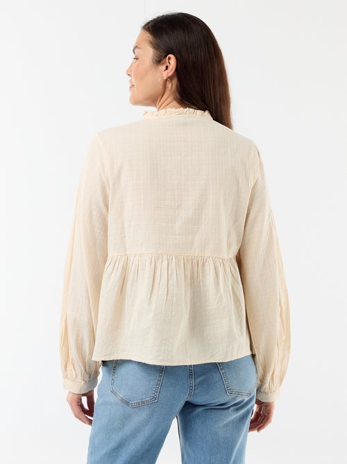 Blouse de maternité brodée en gaze de coton - Kiabi