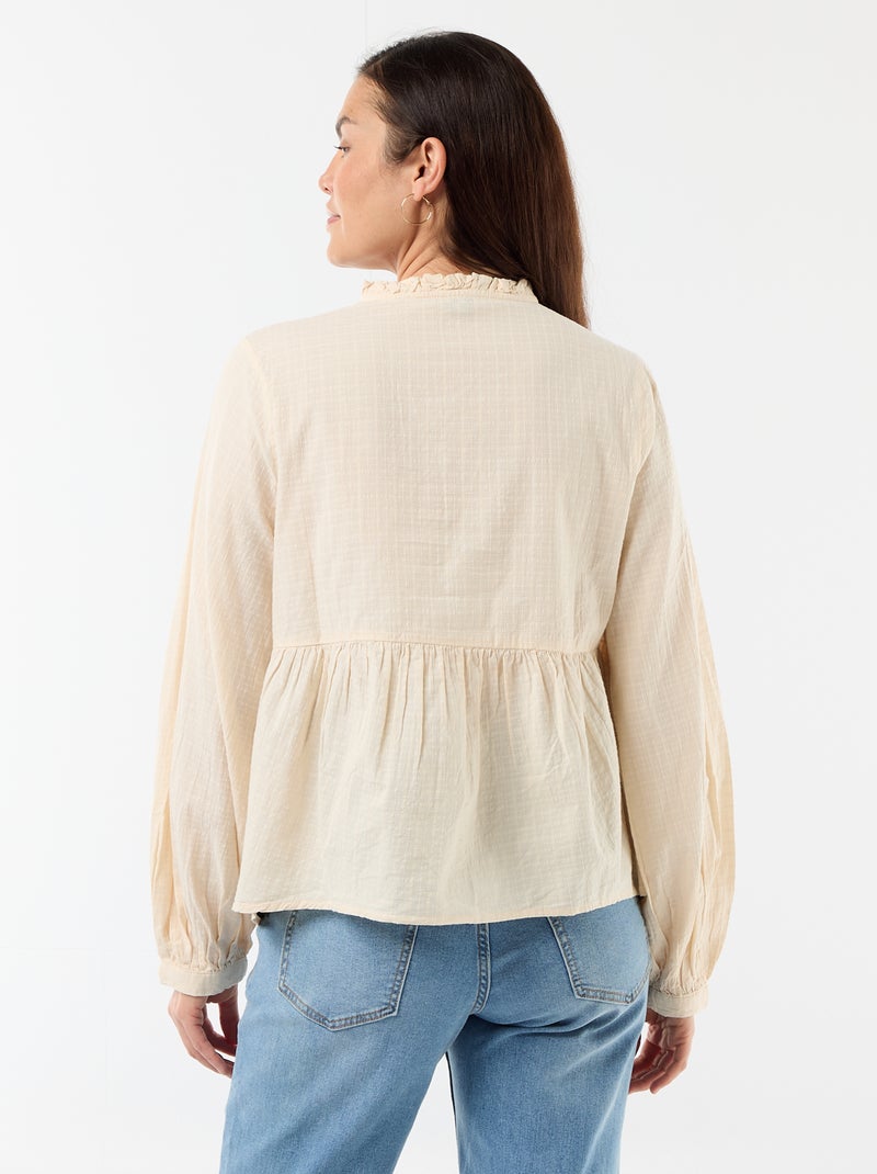 Blouse de maternité brodée en gaze de coton Blanc - Kiabi