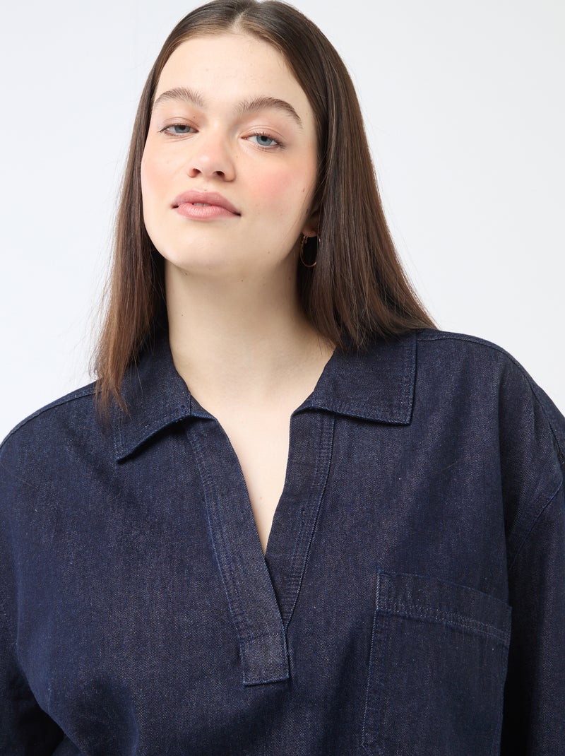 Blouse droite en denim Bleu - Kiabi