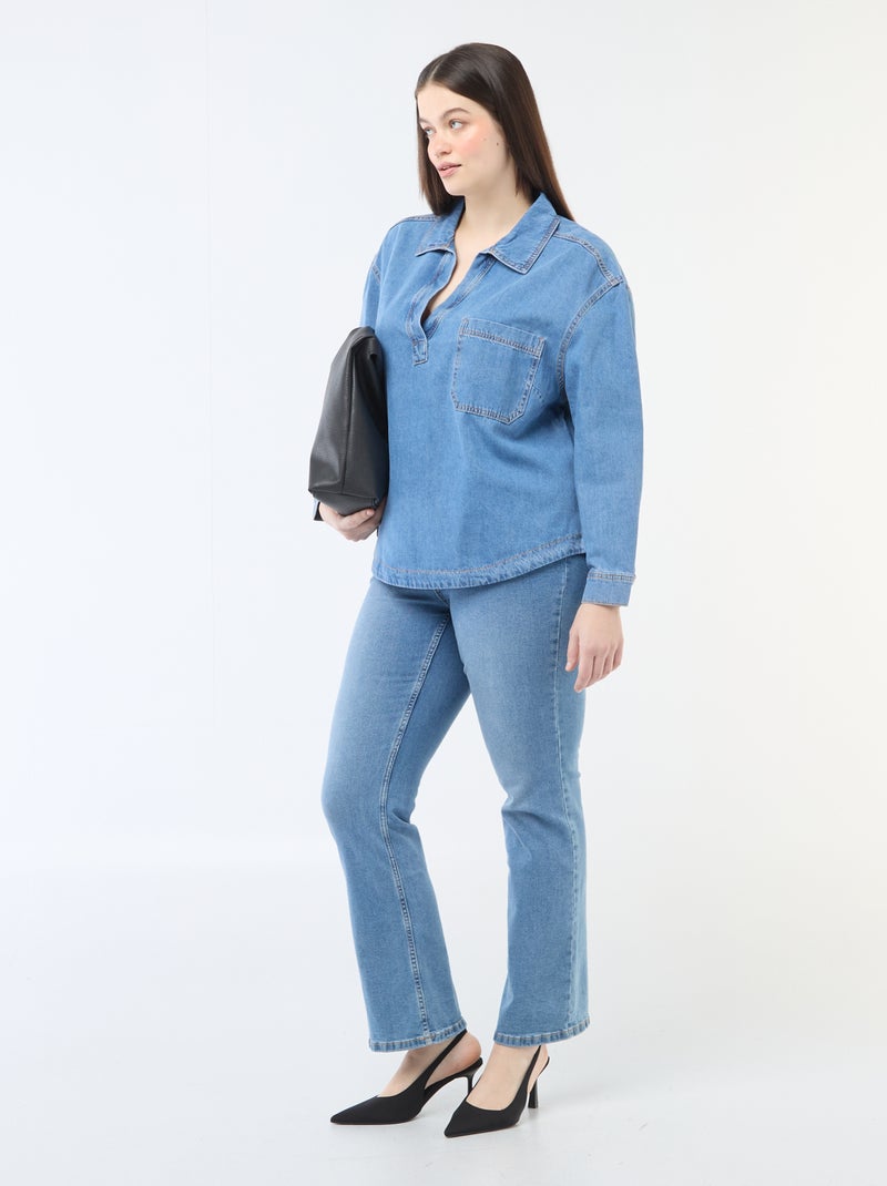 Blouse droite en denim Bleu - Kiabi