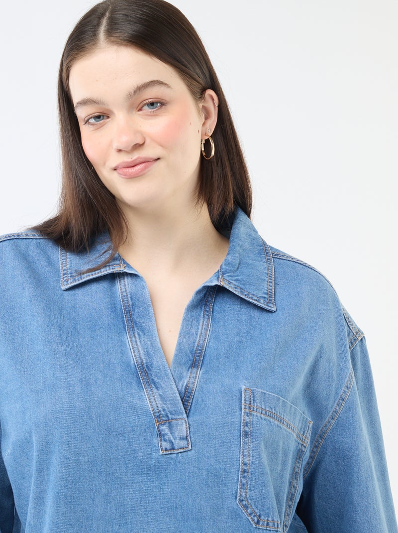 Blouse droite en denim Bleu - Kiabi