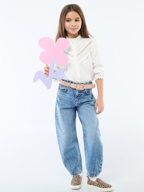 Blouse en coton plumetis - Kiabi