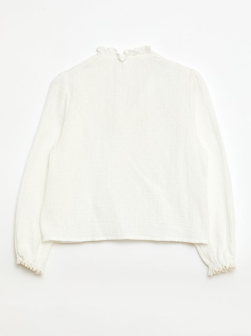Blouse en coton plumetis Blanc - Kiabi