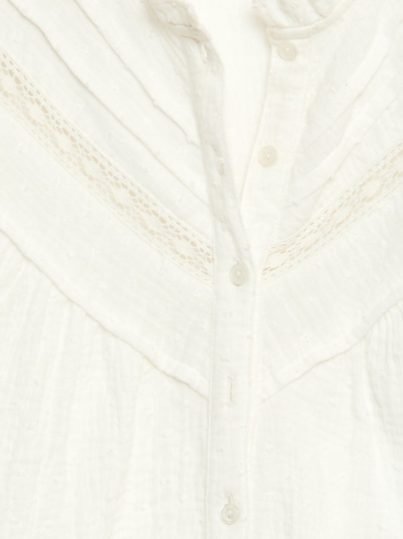 Blouse en coton plumetis Blanc - Kiabi